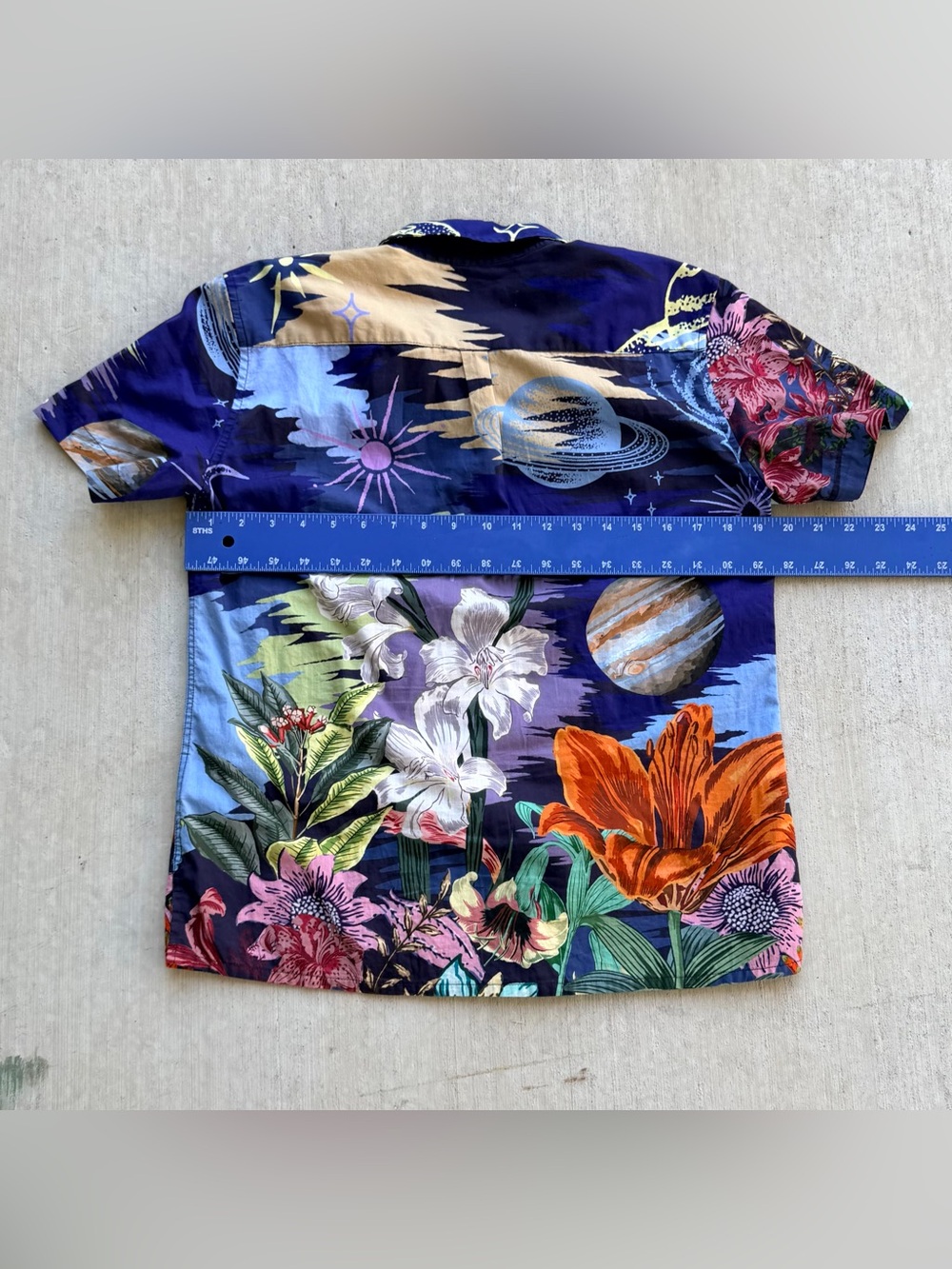 Yiume Hawaiian Shirt Women Size Medium Galaxy All Over Print Floral - Picture 5 of 6